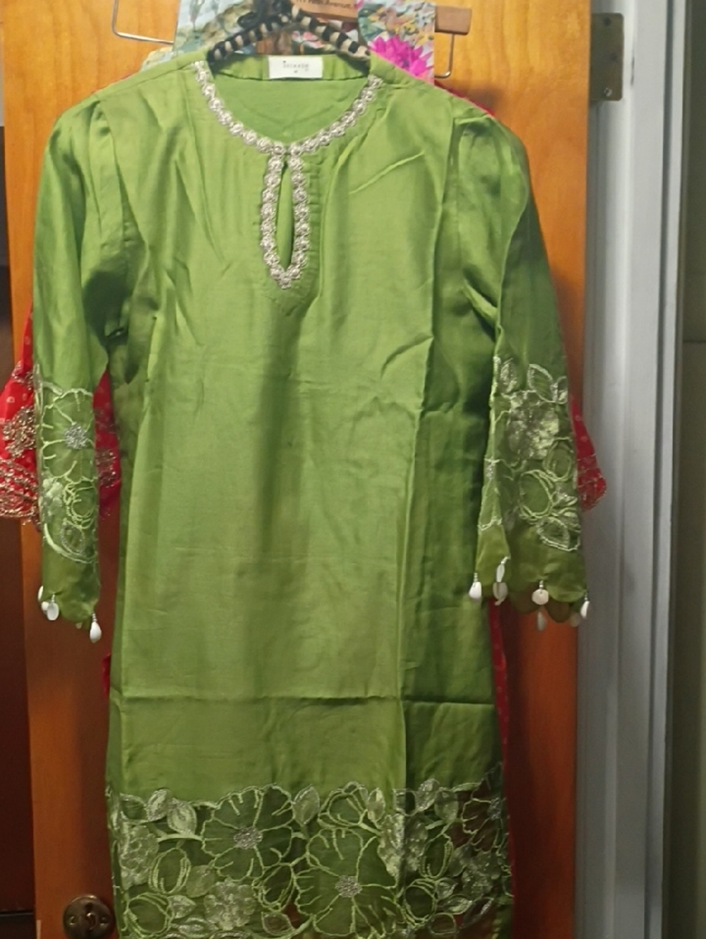 Unlisted Olive Green Embroidered Kurta Dress